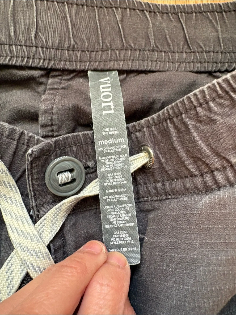 Vuori gray string ripstop climber pants size medium *holes - Picture 7 of 11